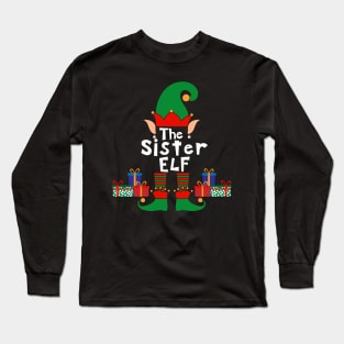 Funny Family Matching Christmas Sister Elf Long Sleeve T-Shirt